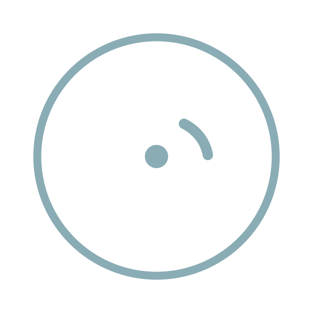 A minimalist graphic of a target symbol with concentric circles and a central dot.